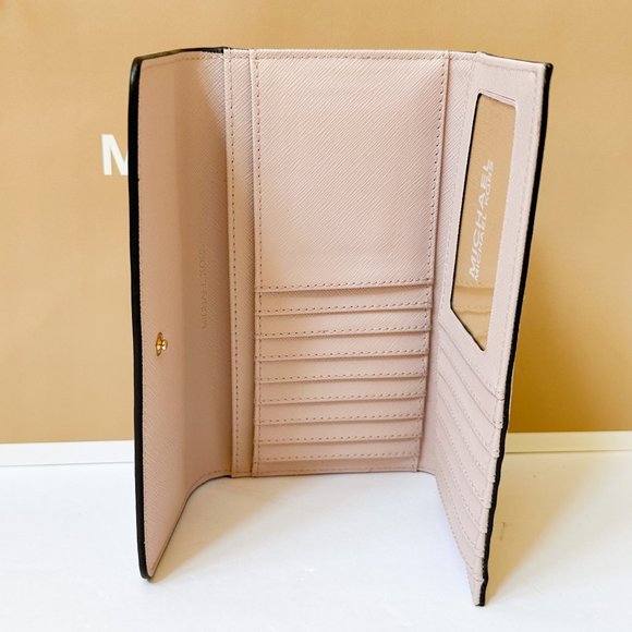 Michael Kors Jet Set Travel Large Trifold Wallet Pink Powder Blush - Picture 4 of 8